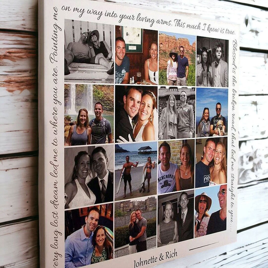 Personalized Photo Collage Canvas, Engagement Gift, Wedding Gift